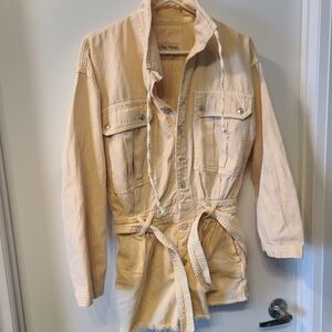 Free People We The Free belted denim romper in peach